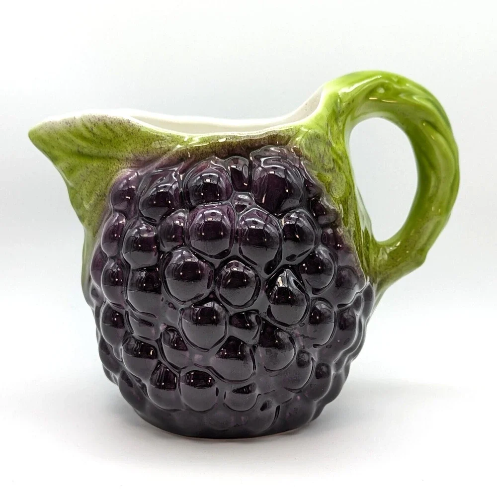 Vintage Pier 1 Majolica Grape Vine Pitcher 3D Made in Italy